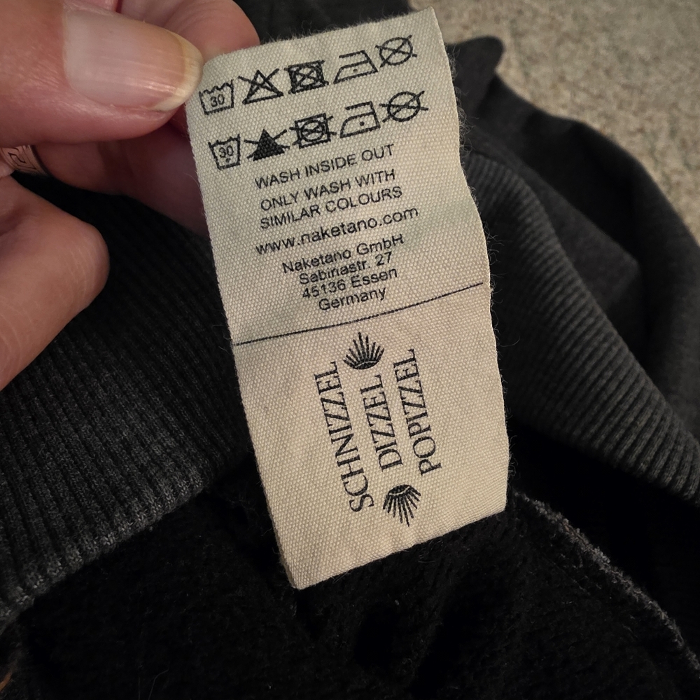 Naketano Fleece Cowl Neck Hoodie Medium Charcoal Gray - Picture 8 of 12